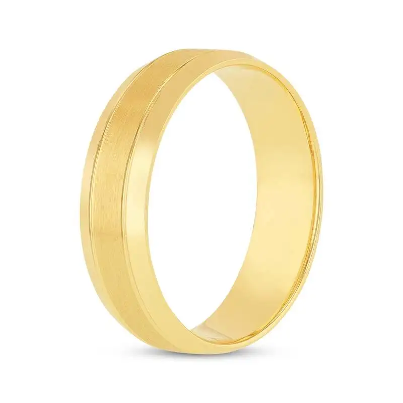 Men's Brushed Wedding Band 10K Yellow Gold