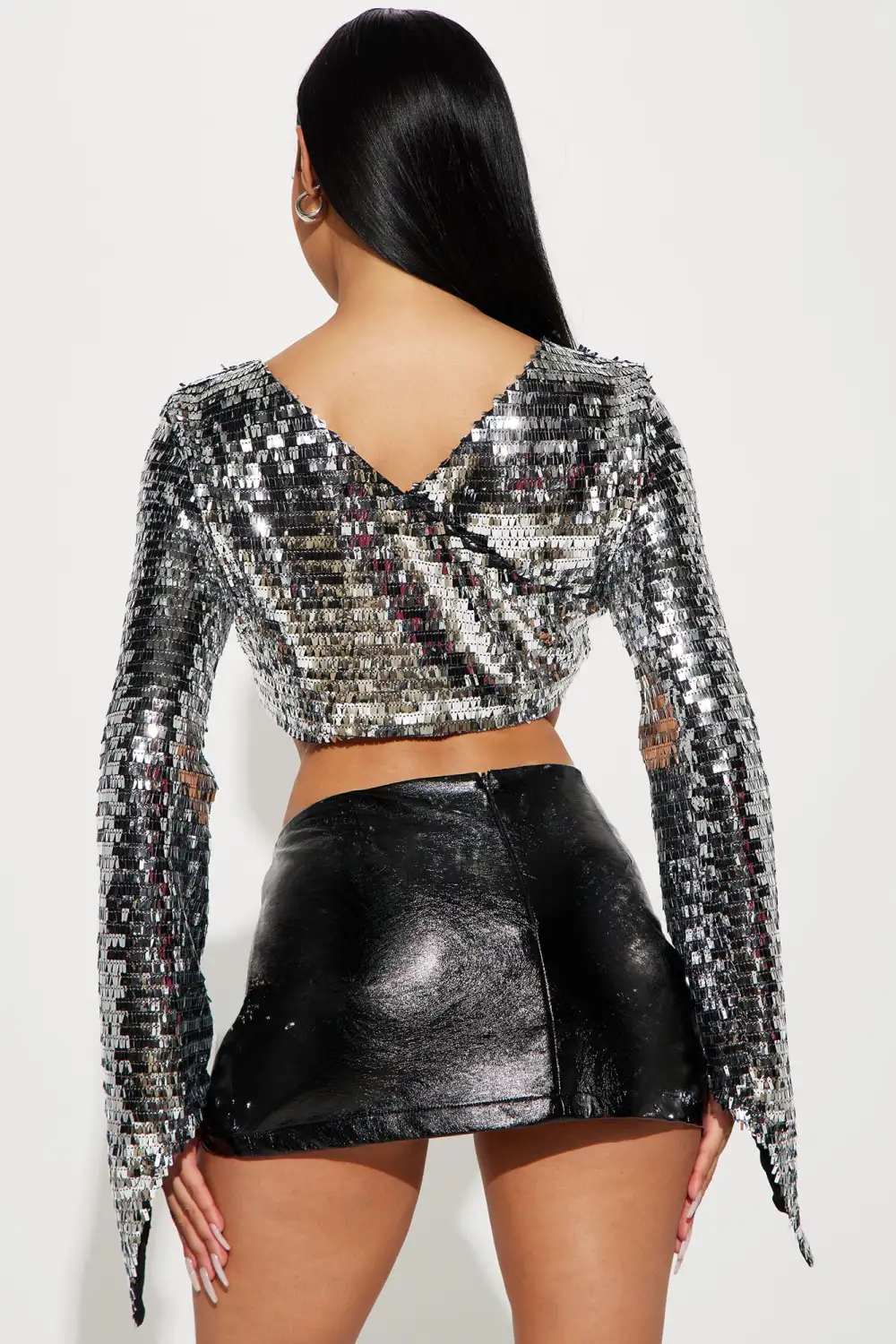 Celebrating Me Sequin Blouse Top - Silver