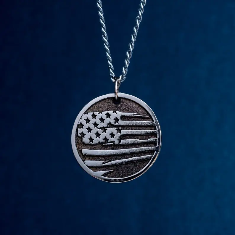 Necklace with the United States Flag. The Stars and Stripes Pendant. U.S. Flag Medallion, 4th July Gift, We the People of the United States