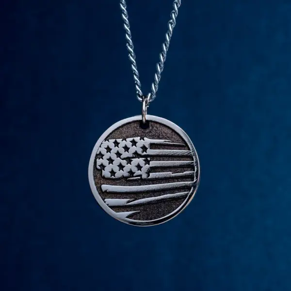 Necklace with the United States Flag. The Stars and Stripes Pendant. U.S. Flag Medallion, 4th July Gift, We the People of the United States