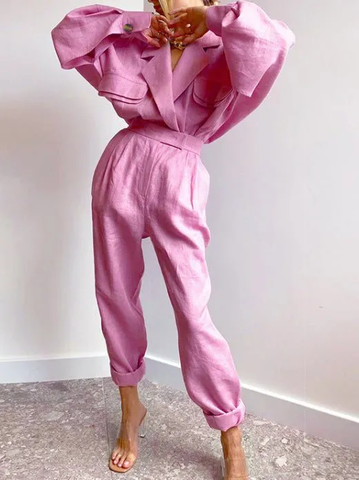 Women's Sets Loose Long Sleeve Shirt & Pants Two Piece Set