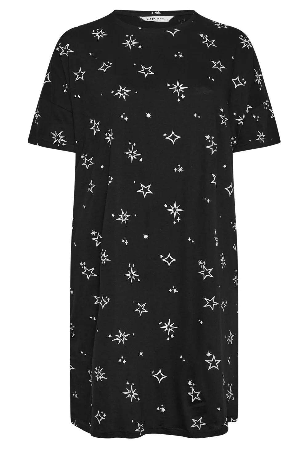 YOURS Curve Black Star Print Sleep Tee Nightdress