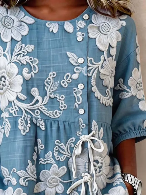 Women'S Floral Art Printed Casual Shirt