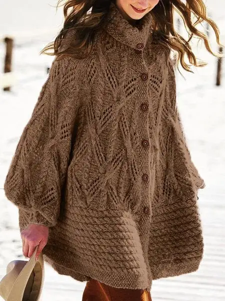 Vintage Cotton Knitted Button Design Sweater