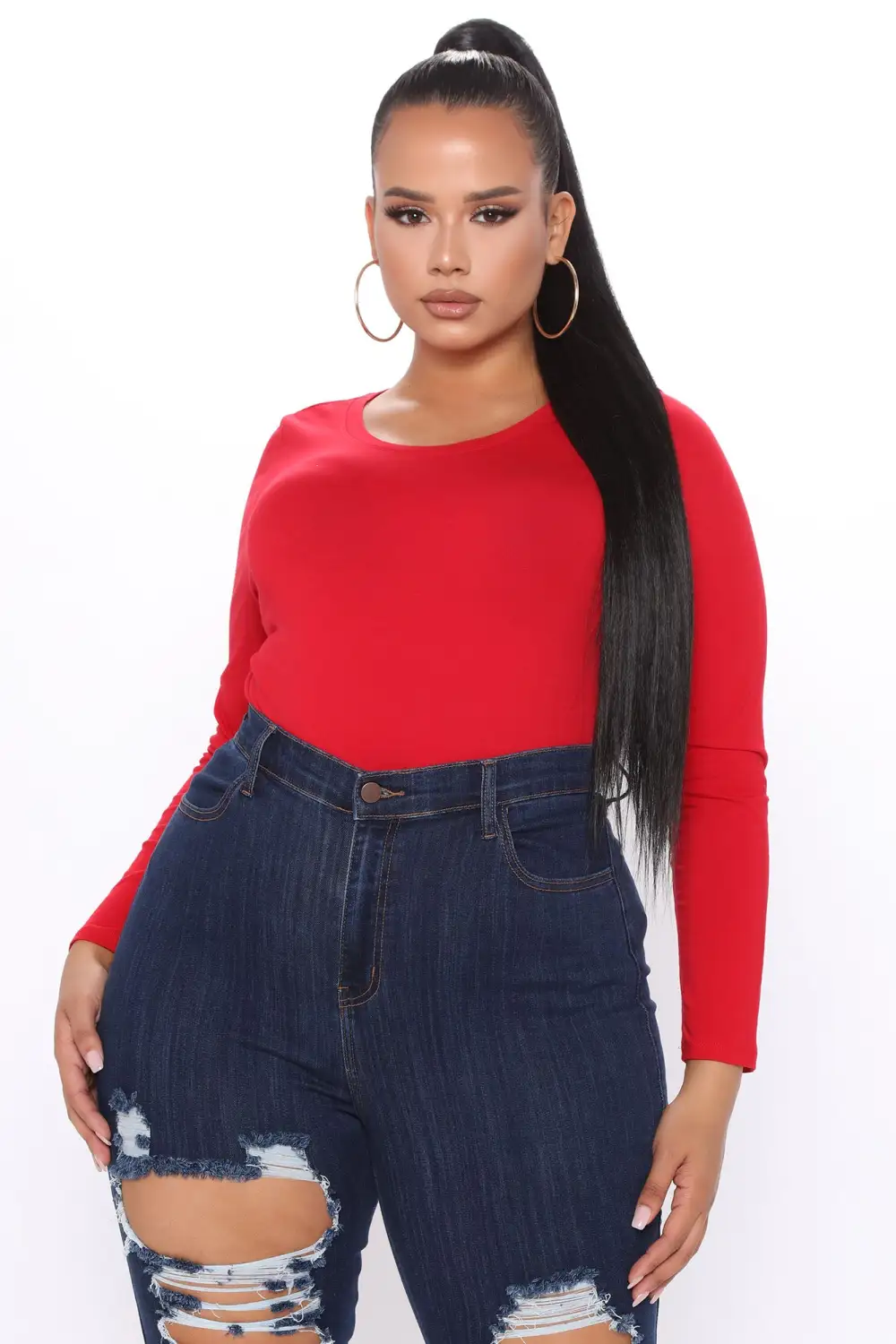 Julia Long Sleeve Top - Red