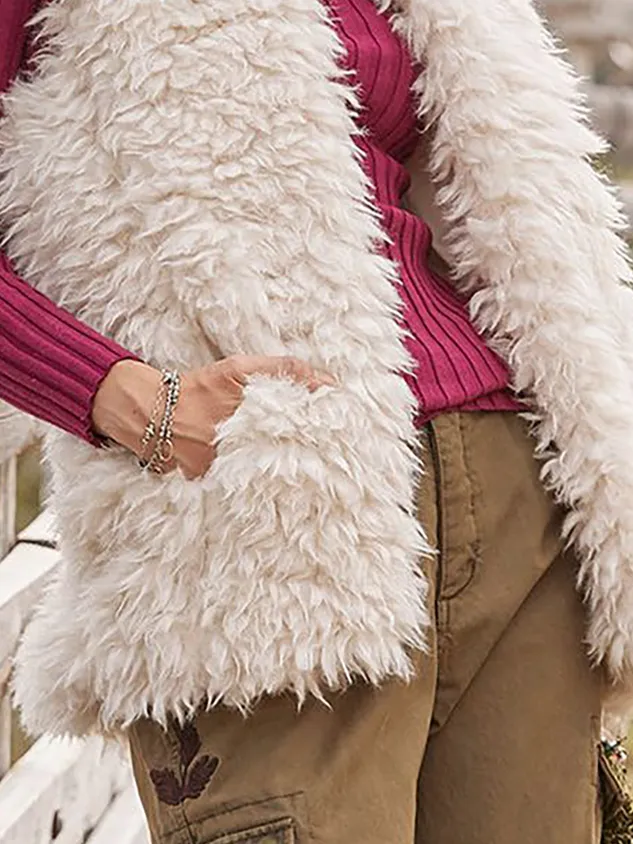 Fluff/Granular Fleece Fabric Casual Loose Vest
