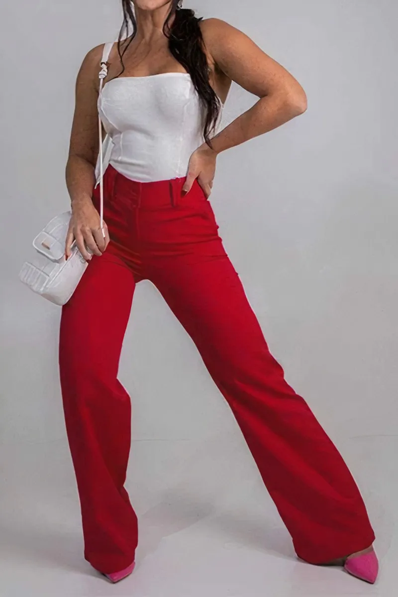 High Waist Pocket Wide Leg Jeans