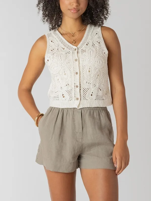 Crochet Button Front Vest Top