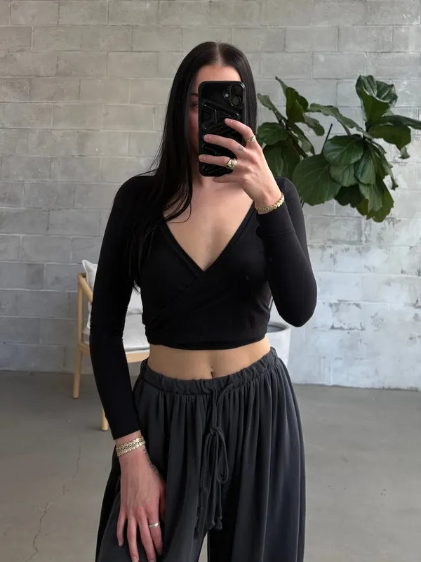 Soft Ballet Wrap Long Sleeve Top