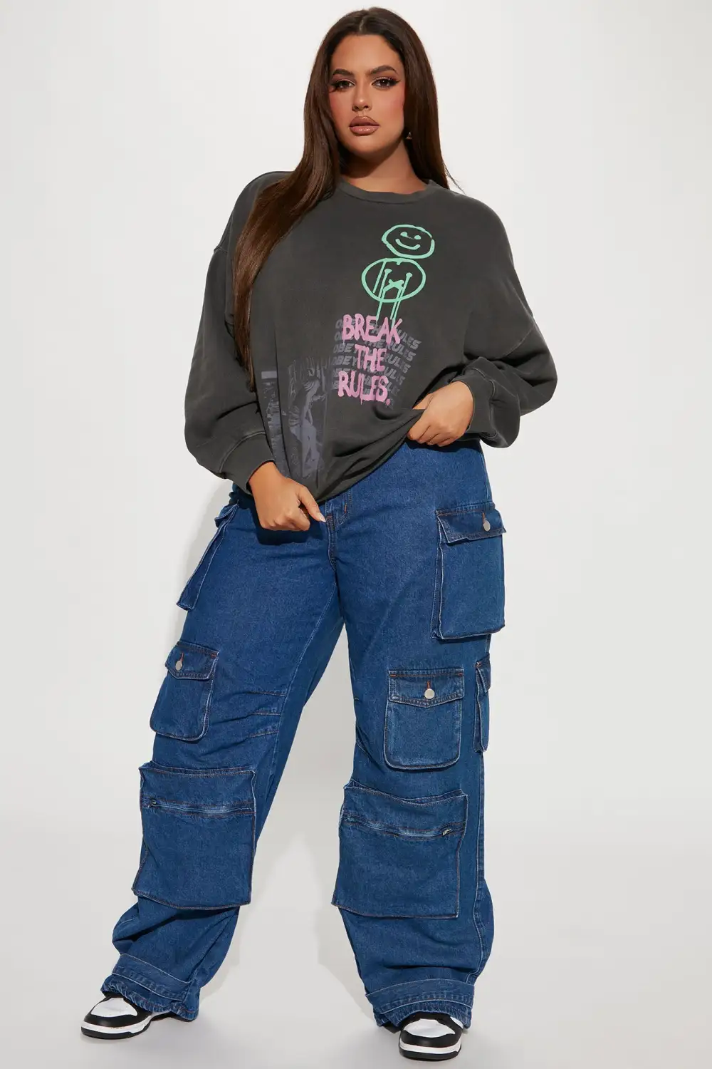 Break The Rules Puff Print Sweatshirt - Charcoal