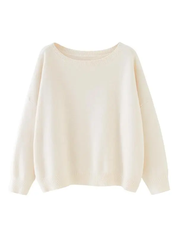 Women's Plain Scoop Neck Sweater
