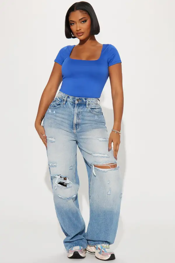 Skylar Square Neck Tee - CobaltBlue