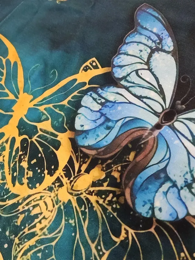 Women's T shirt Tee Black Pink Purple Graphic Butterfly Print Short Sleeve Daily Weekend Basic Vintage Round Neck Regular Butterfly Painting S