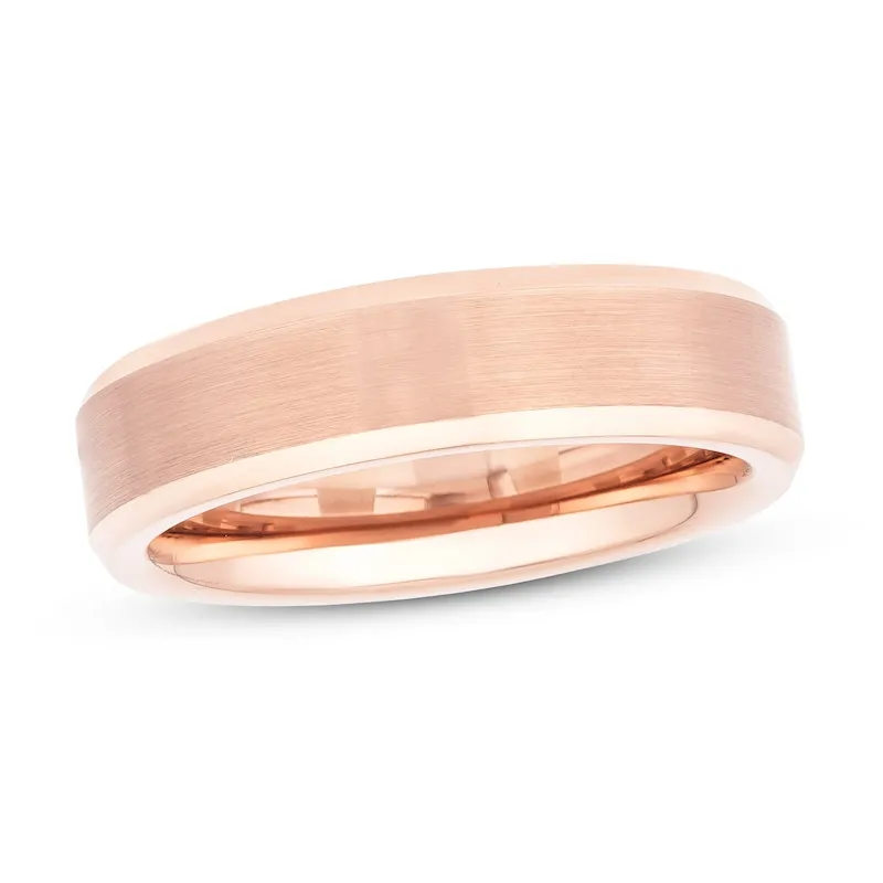 6mm Satin Wedding Band Rose Tungsten Carbide