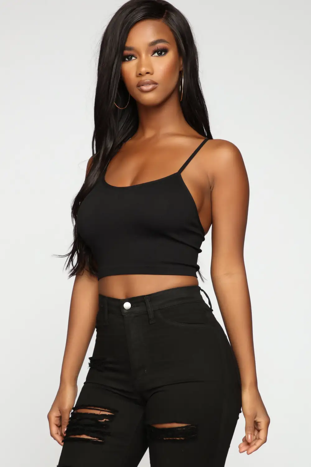 Layla Seamless Crop Cami - Black