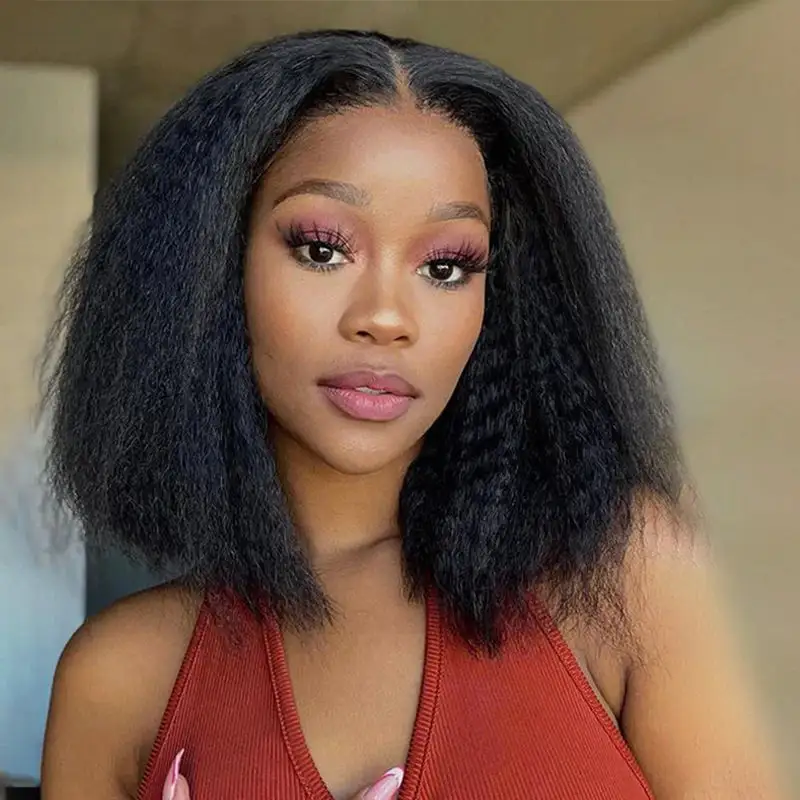 Sterly Wear And Go Yaki Straight 7×5/13×6 Glueless Bob Human Hair Wigs Pre Pleached