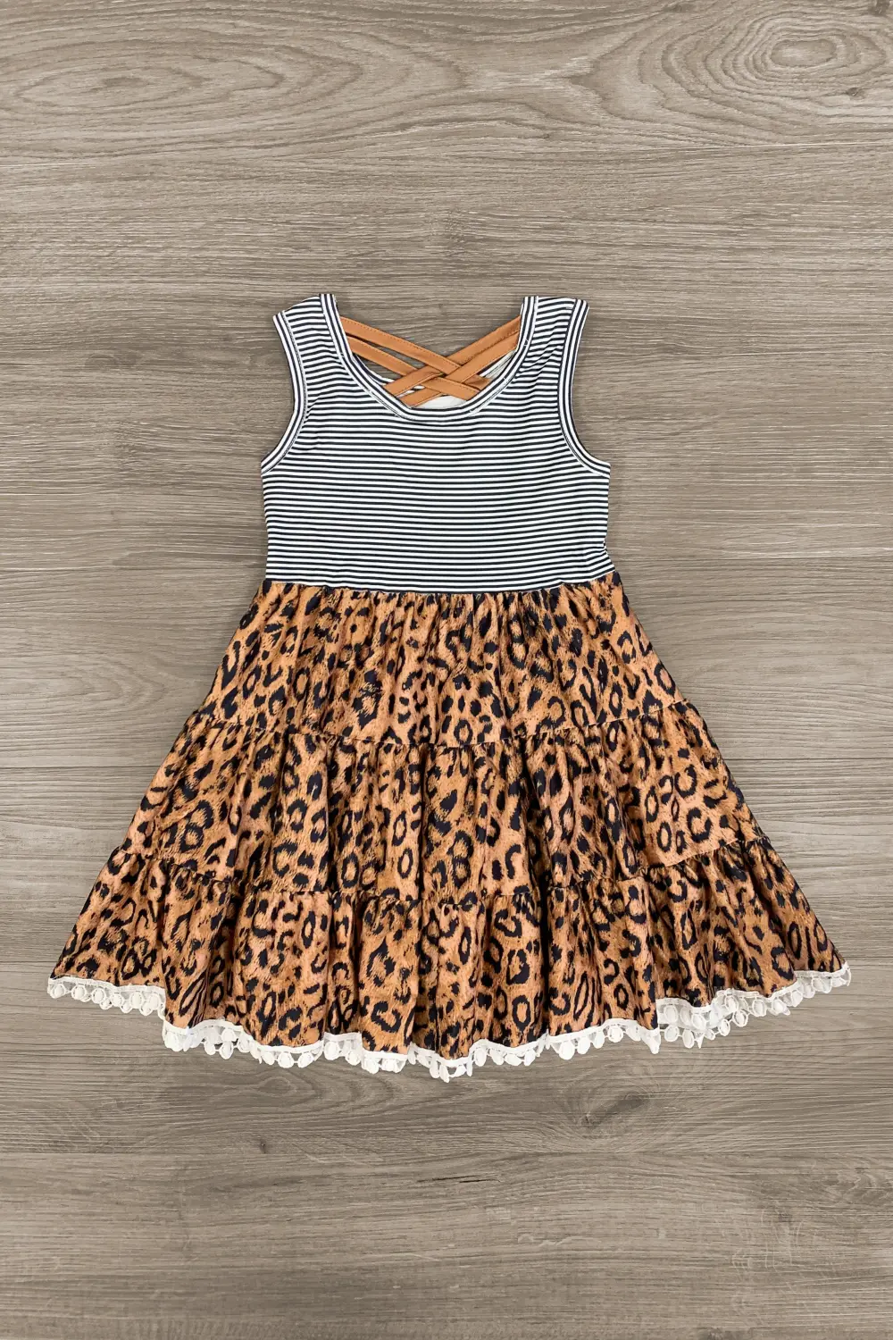 Navy Striped Cheetah Tank Dress