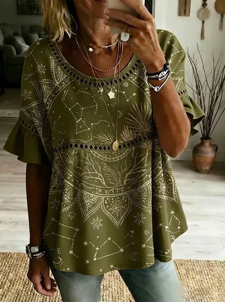 Women's Nashville Celestial Star Constellation Printed Top