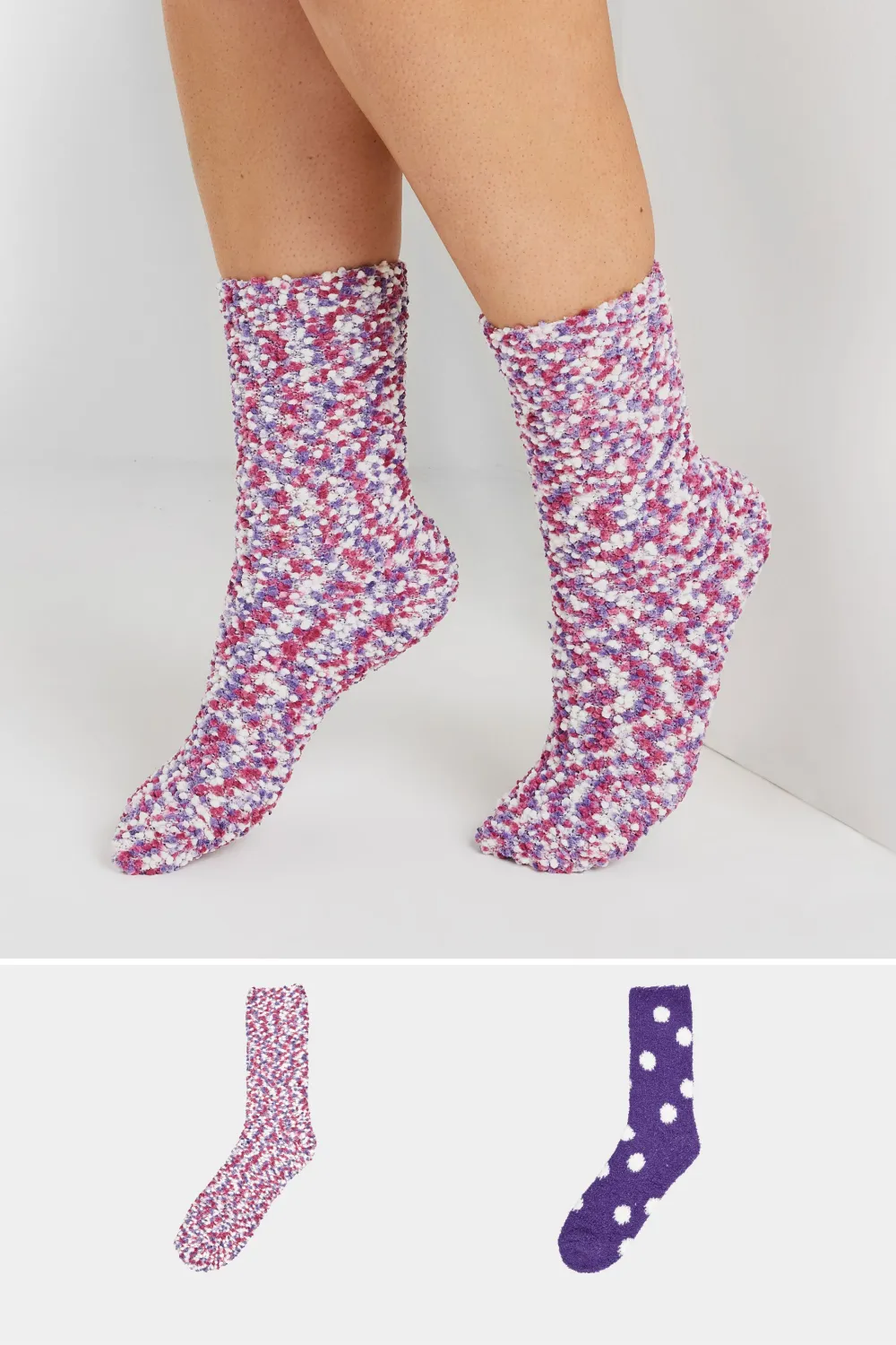 2 PACK Purple Fleece Ankle Socks