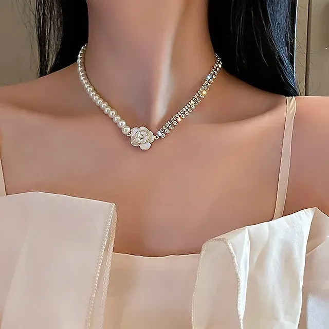 1PC Necklace For Women's Pearl Necklace for Women 18k Gold Filled Dainty Freshwater Pearl Necklace Handmade Simple Pearl Necklaces Everyday Jewelry Gifts
