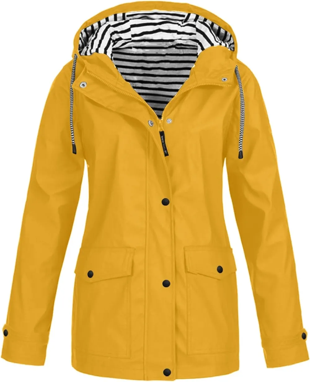 Rain Jackets For Women Waterproof With Hood Lightweight Casual Anorak Travel Hiking Coats with Pockets 720