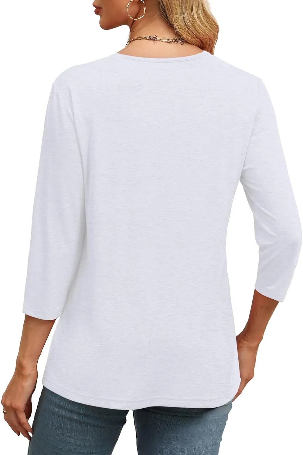 ⏰Hot Sale-Women's V Neck 3/4 Long Sleeve Tops Loose Fit Blouse