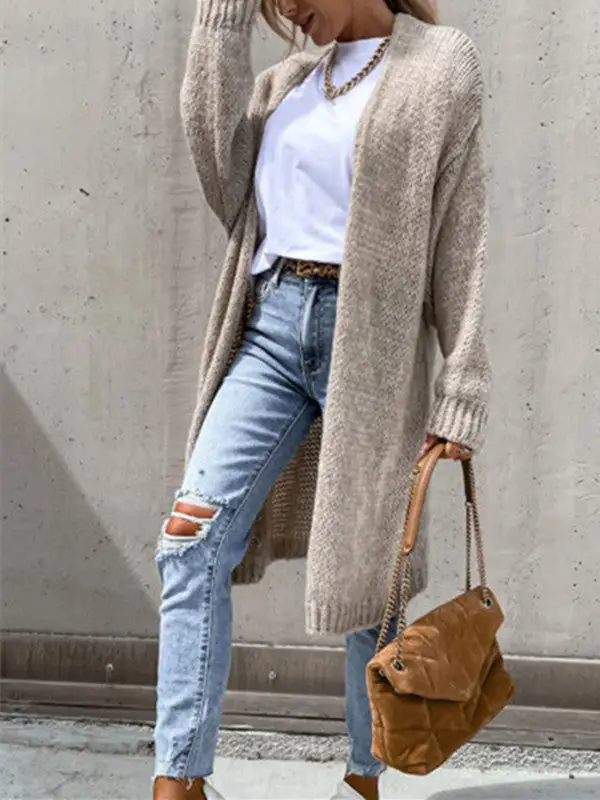 Solid Color Comfy Loose Sweater Cardigan