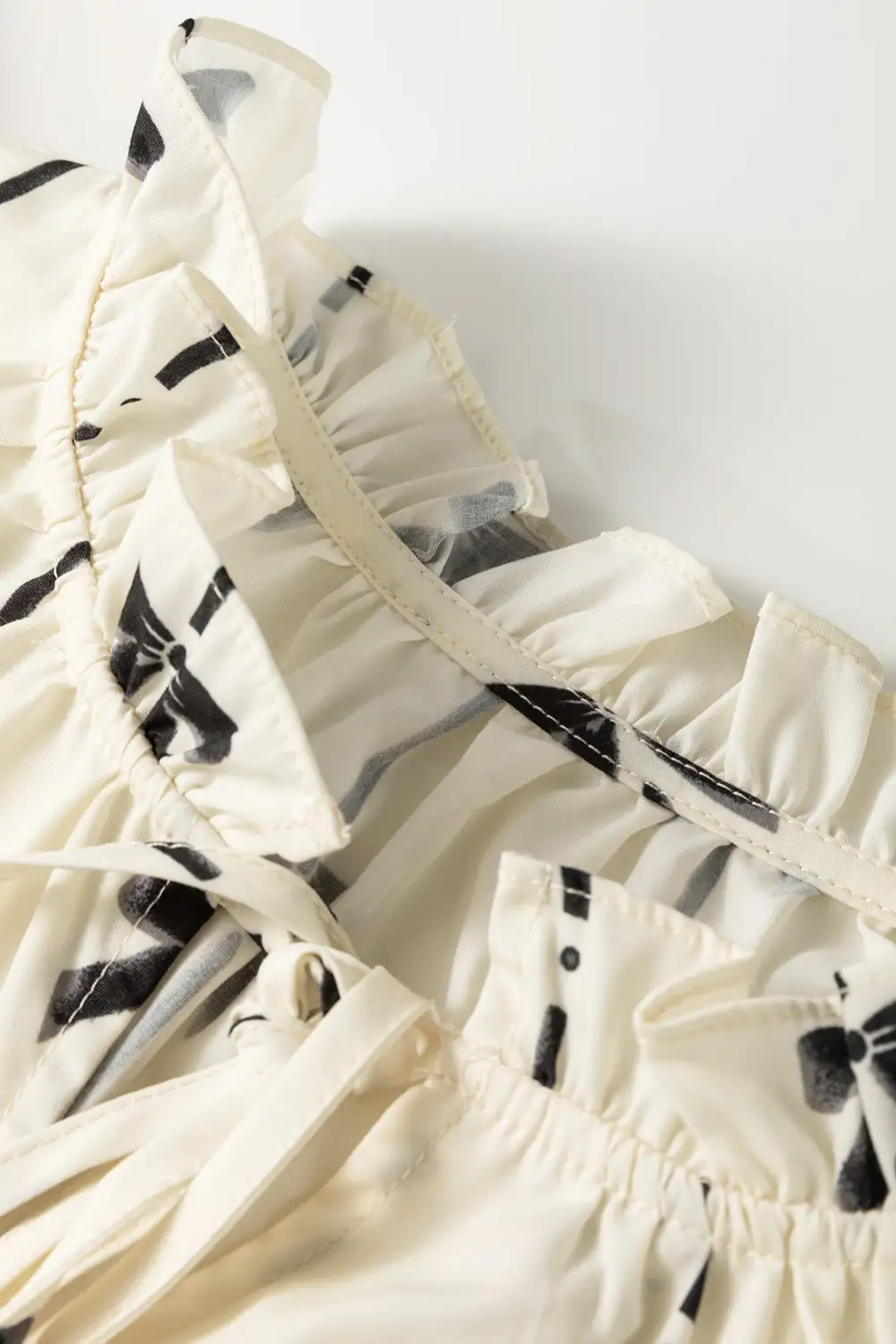 Everyday Striped Ruffled Bow Detail Blouse