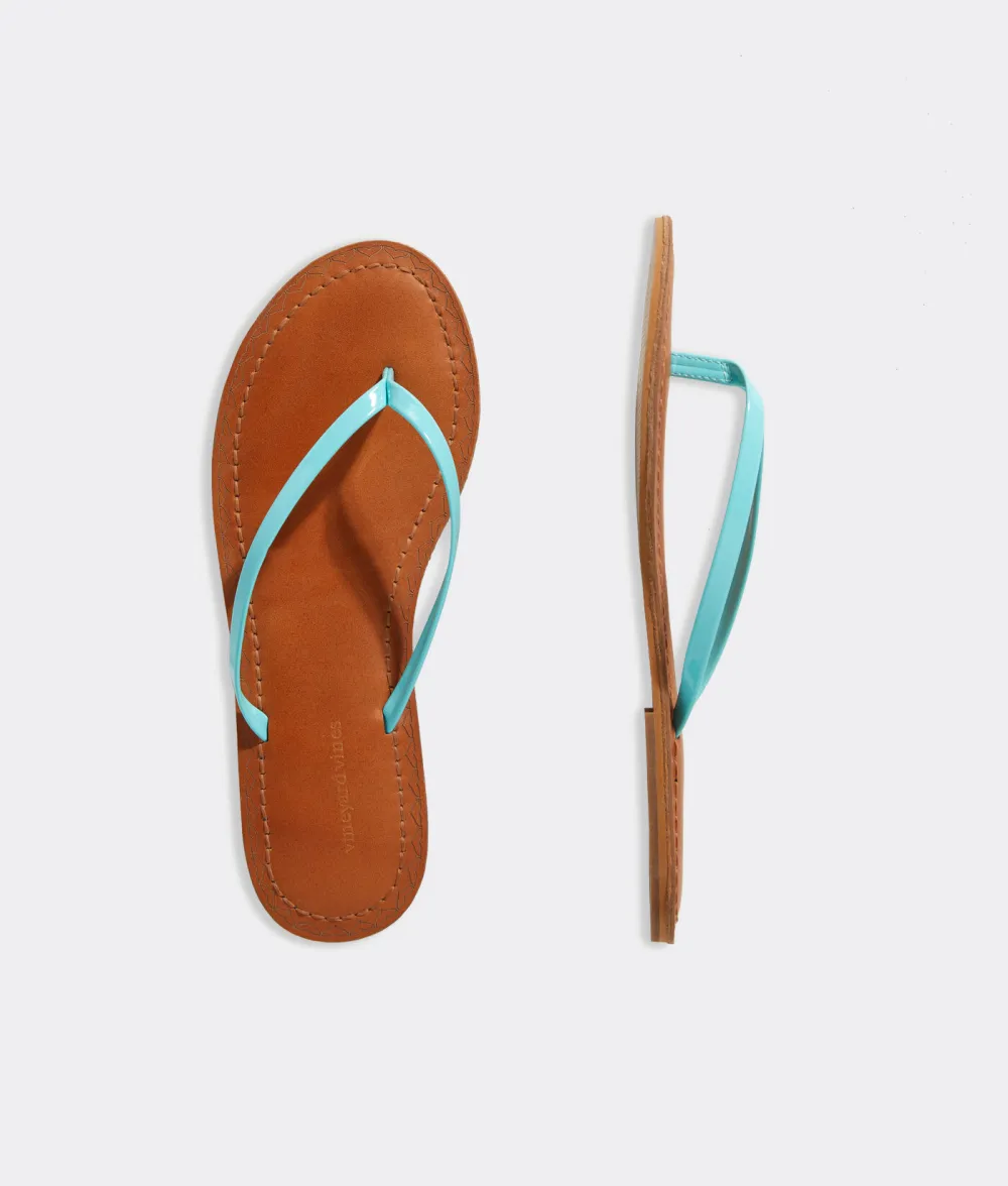 Skinny Strap Patent Leather Flip Flops