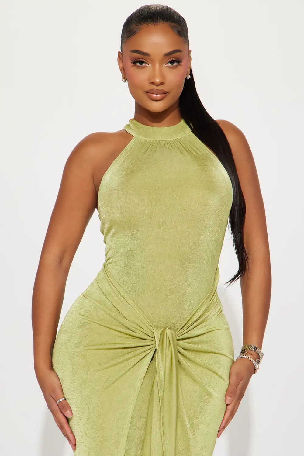 Layla Draped Maxi Dress - Chartreuse