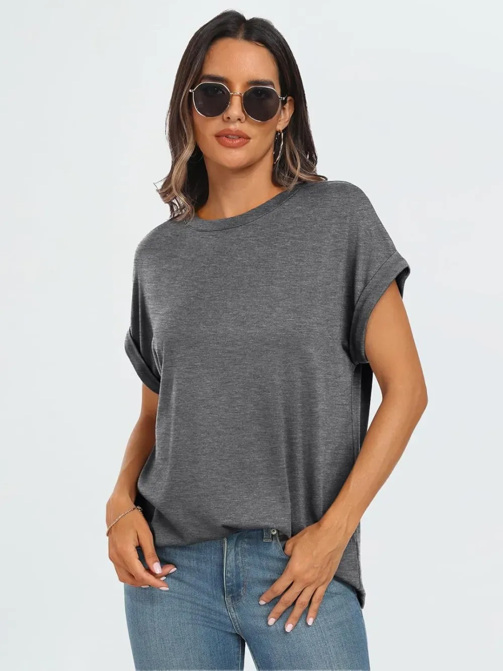 AUTOMET Women Tops Casual Basic T Shirts Loose Fit Crewneck Short Sleeve Summer Outfits