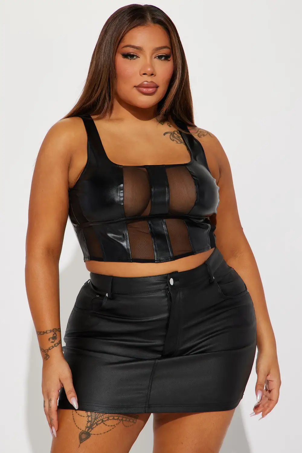 Favorite Game Faux Leather Top - Black