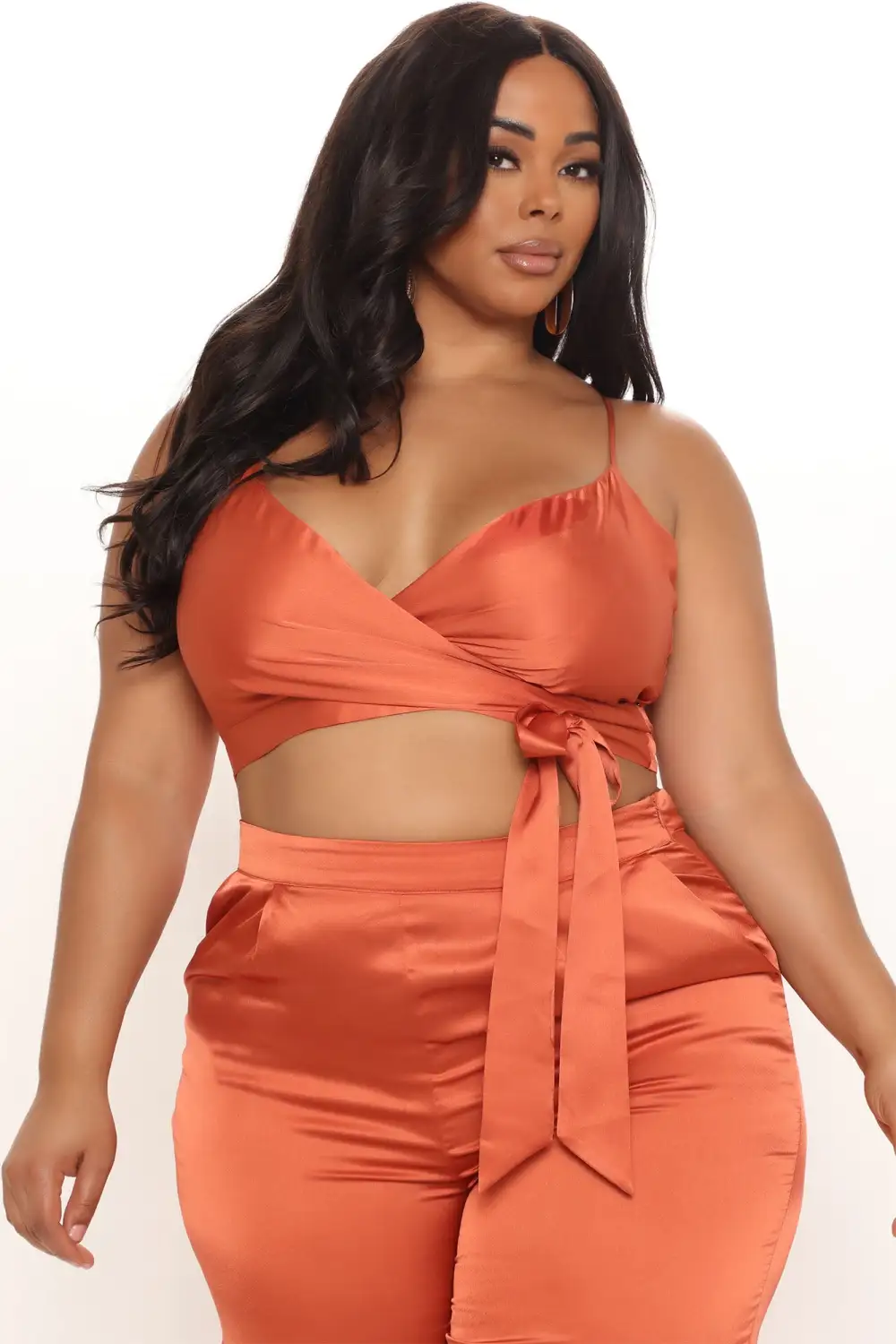 Luxury Views Satin Pant Set - Coral