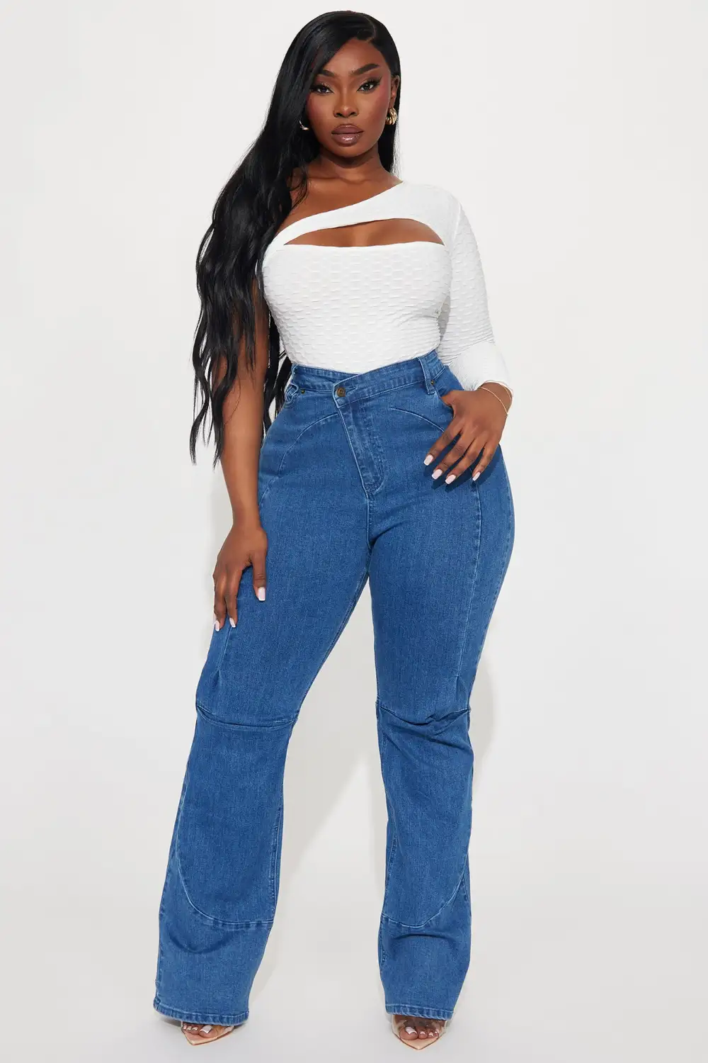 Making Deposits Crossover Stretch Bootcut Jeans - Medium Wash