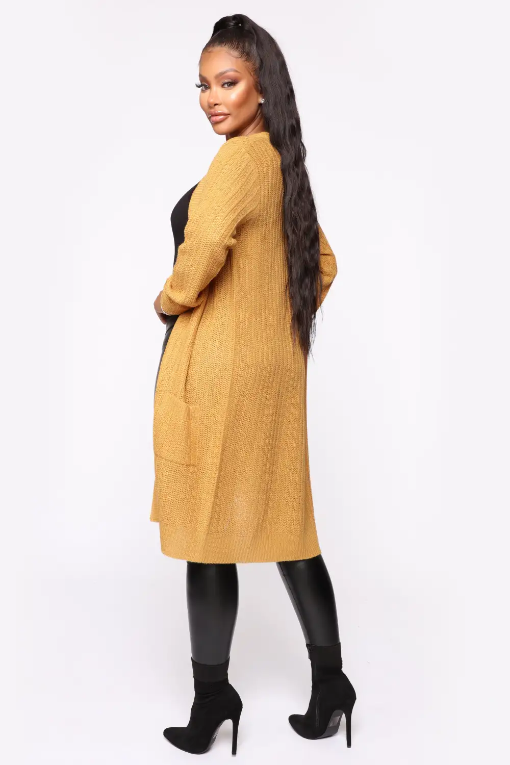 Throw It On Ribbed Cardigan - Mustard