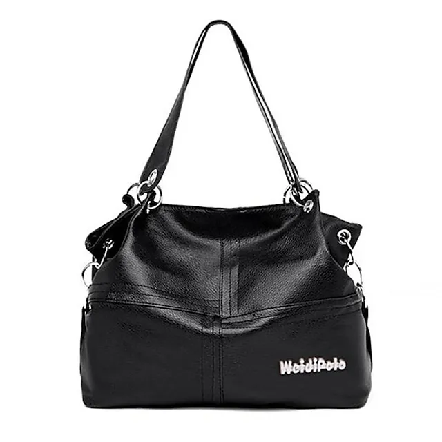 Women's Handbag Tote PU Leather Daily Zipper Solid Color Black Pink Green