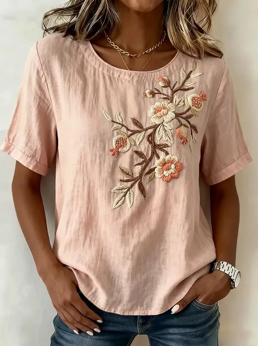 Women's Nashville Floral Botanical Embroidered Printed Top