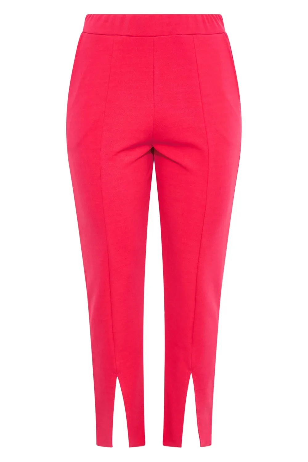 YOURS Curve Hot Pink Split Hem Stretch Tapered Trousers