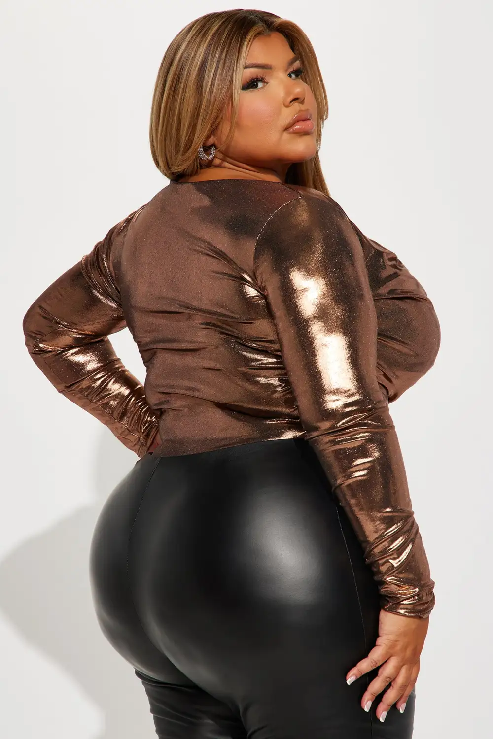 Cassandra Metallic Bodysuit - Bronze