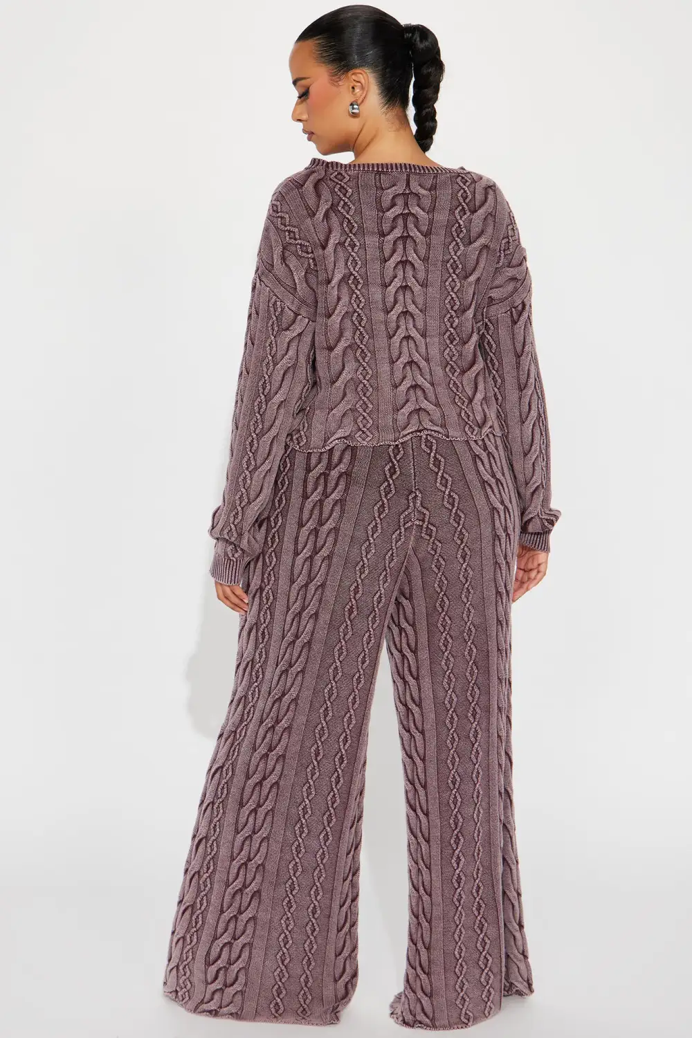 Ineza Mineral Wash Sweater Pant Set - Burgundy