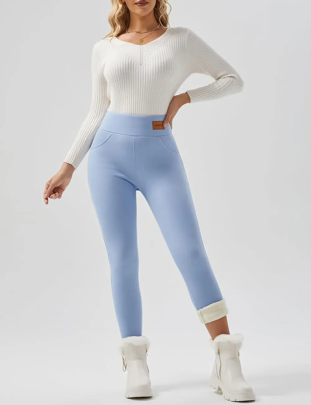 Women Winter Warm Thick Leggings Fleece Lined Stretchy Soft Thermal Sherpa Pants High Waist Tights