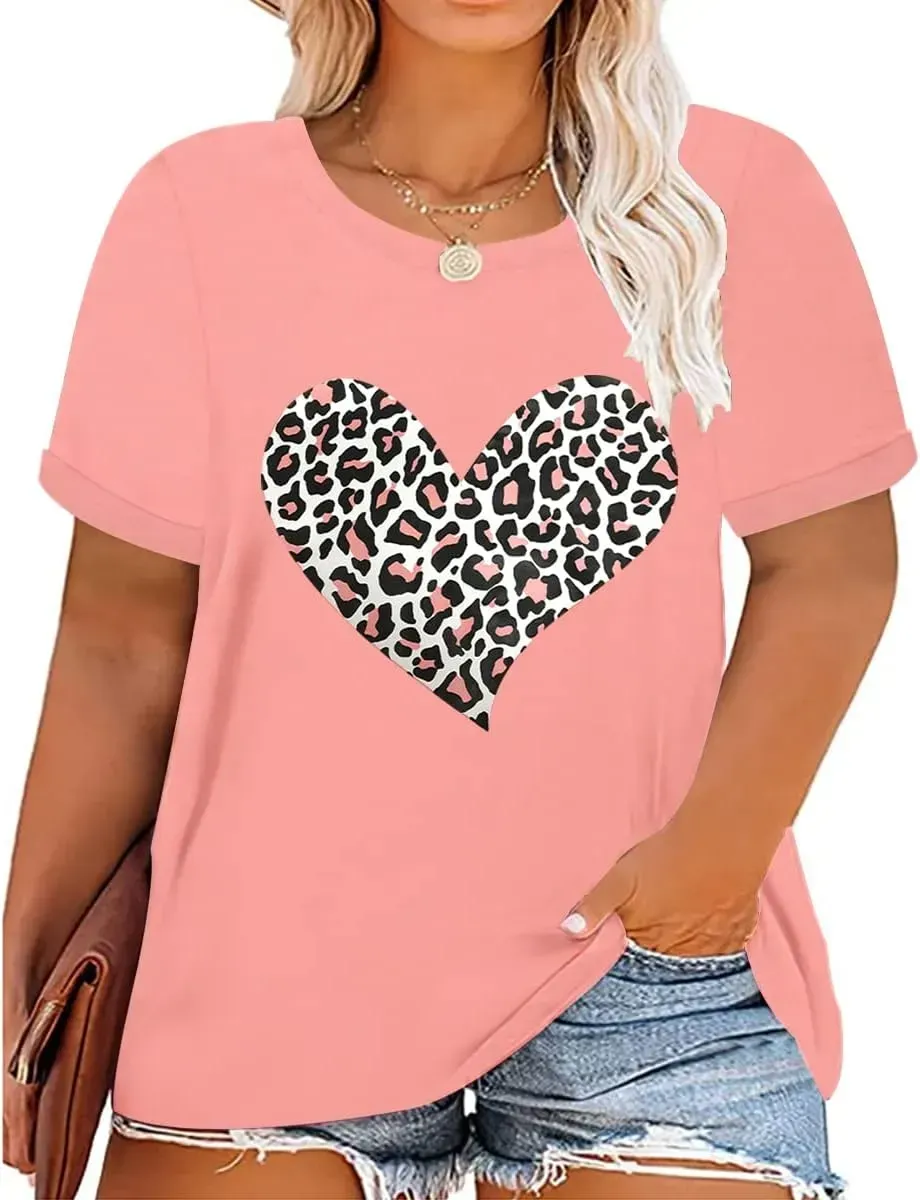 TIYOMI Plus Size T Shirt for Women Short Sleeve Tunic Cross Line Shirts Round Neck Tops Summer Blouse XL-5XL 14-28