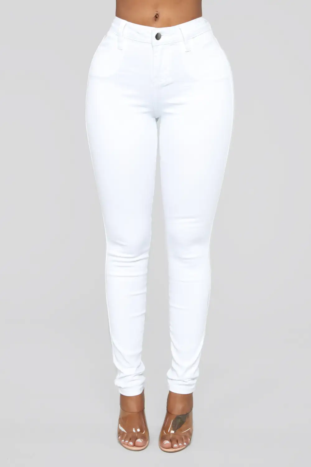 Classic Mid Rise Skinny Jeans - White