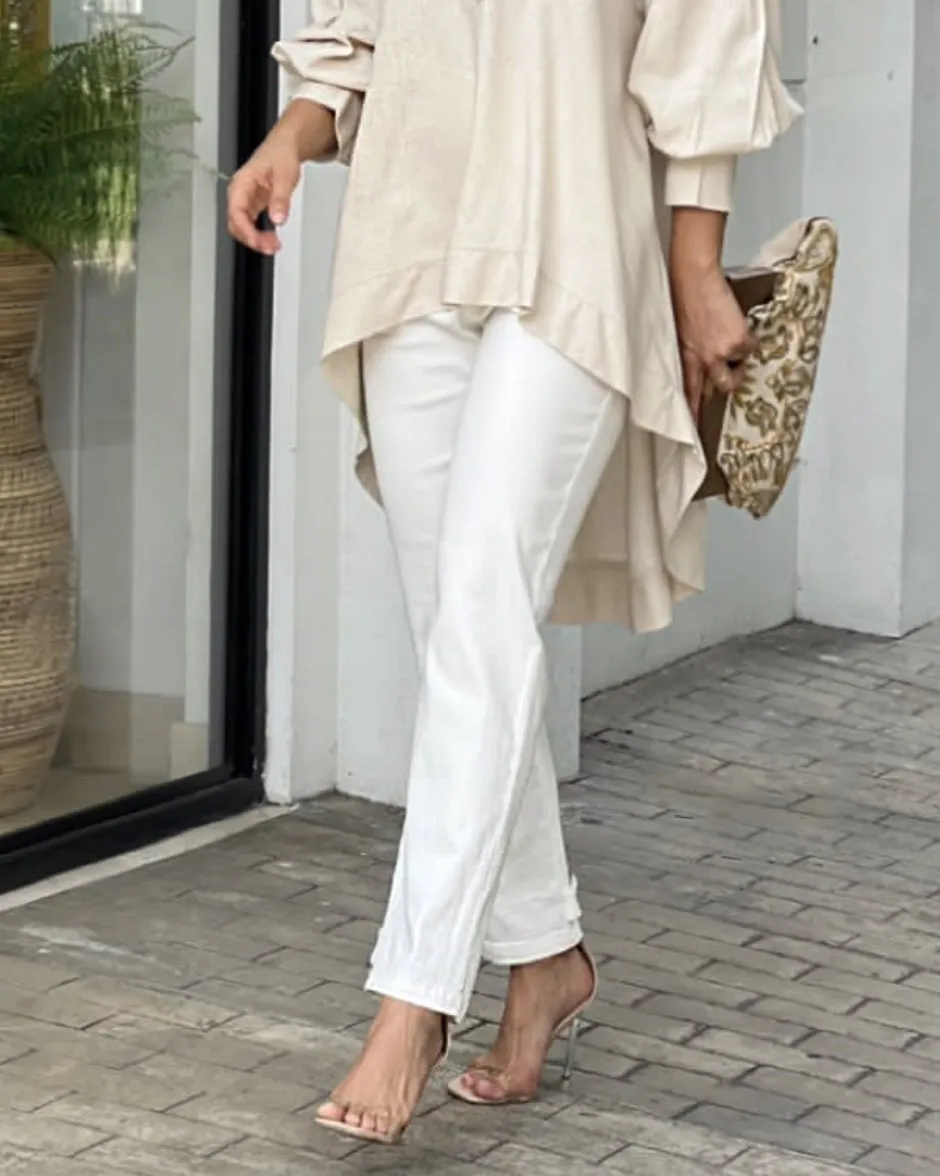 Lapel Loose Top Solid Color Pants Two Piece Set