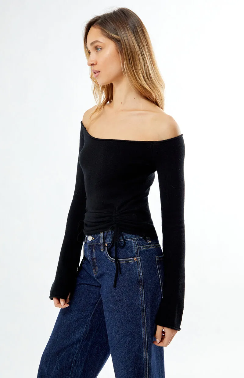 LA Hearts Carrie Cinched Off-The-Shoulder Sweater
