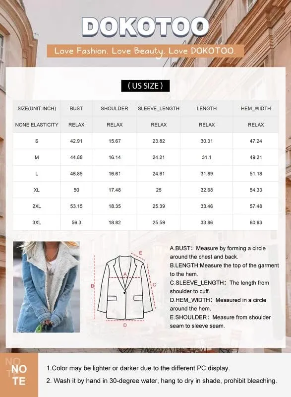 Womens Winter Warm Jean Jacket Stand Collar Wool Liner Sherpa Denim Coats Thicker Outerwear with Pockets