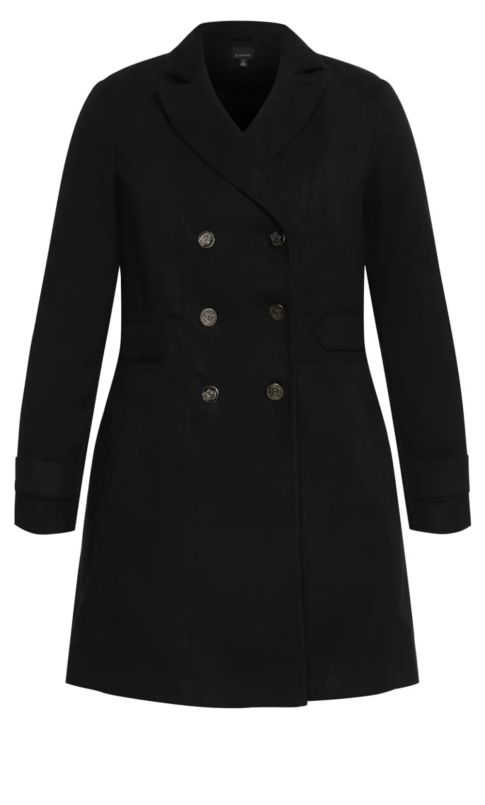 Evans Black Military Coat