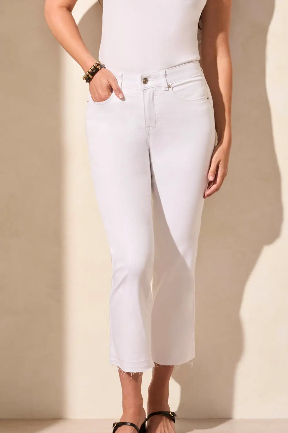 Sophia Curvy 25 Inch Flared Jeans With Released Hem-White