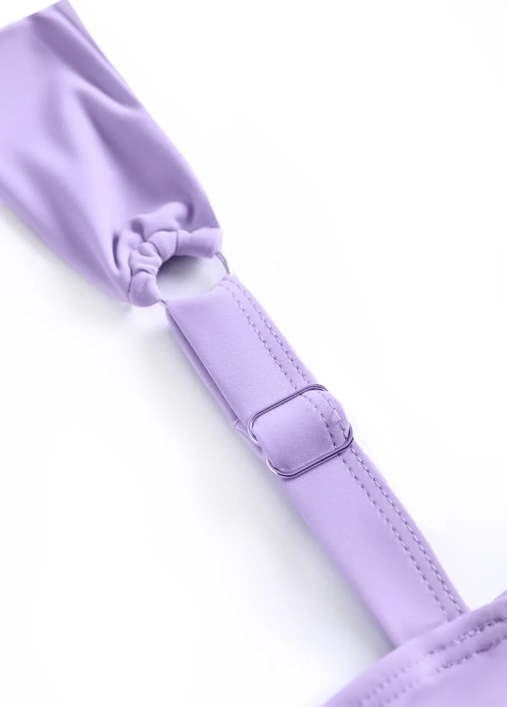 Drawstring Geometric Print Light Purple Tankini Set