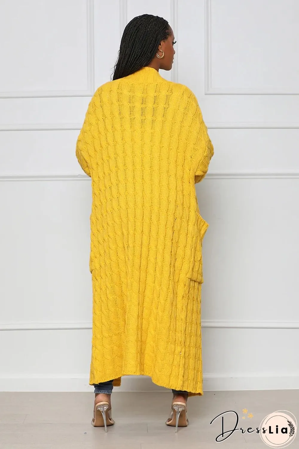 Winter Crochet Loose Long Twist Sweater Cardigan